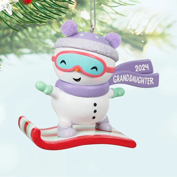 BNIB 2024 GRANDDAUGHTER SNOW GIRL SNOWBOARDING ORNAMENT - Picture 2 of 9